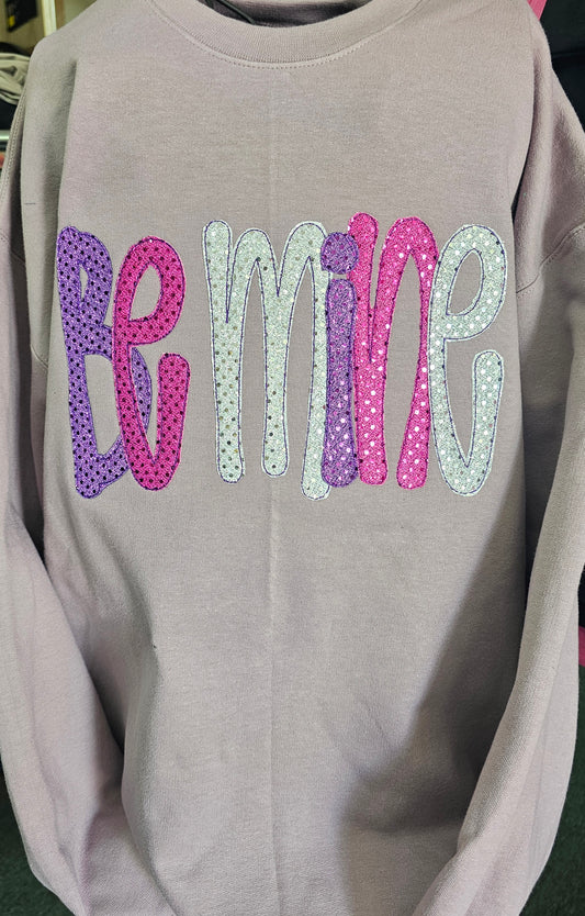 Valentines Applique, Be Mine Sparkly Sweatshirt