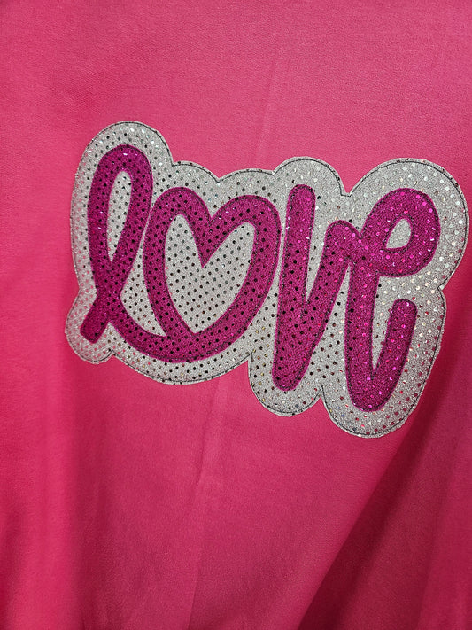 Valentine LOVE sweatshirt, sparkly shirt, Love shirt