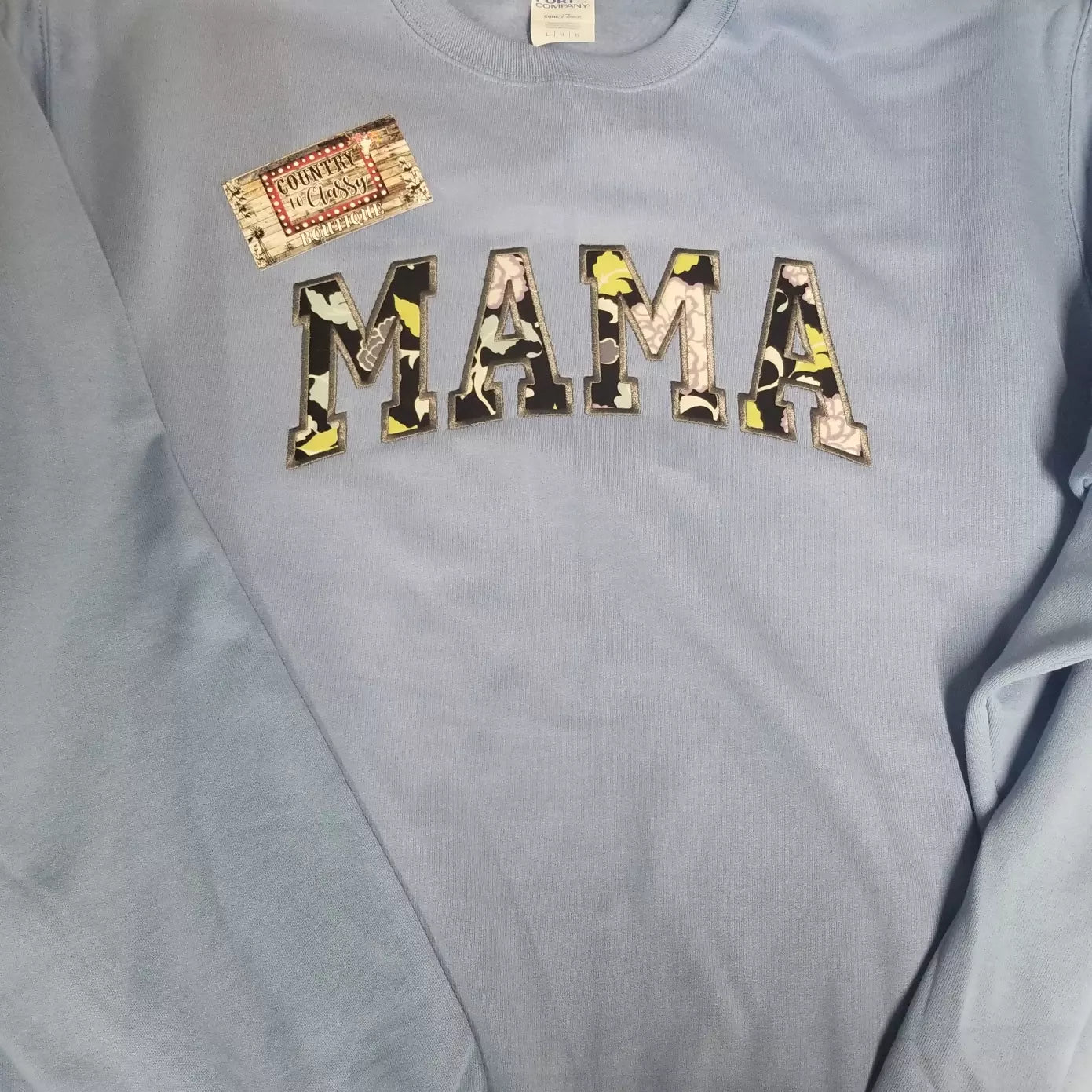 Mama curved applique, Mama sweatshirt