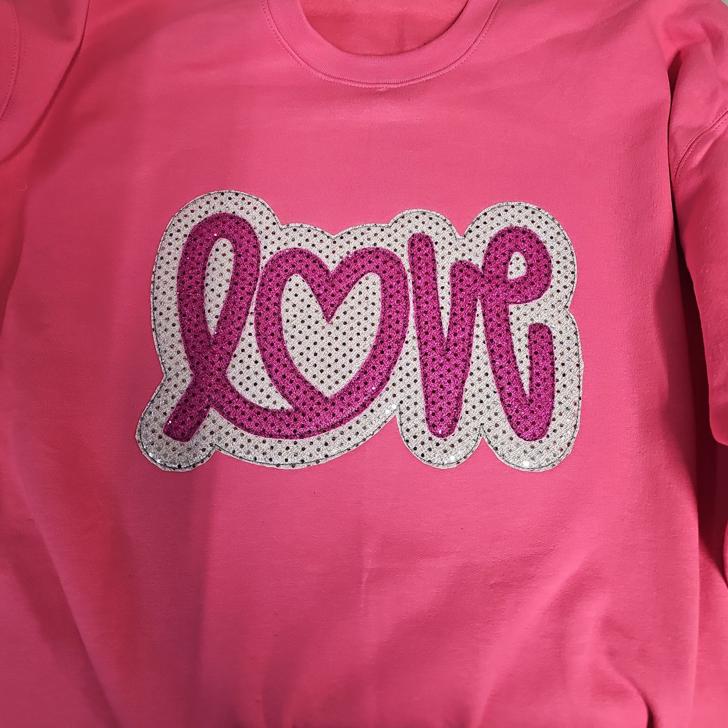 Valentine LOVE sweatshirt, sparkly shirt, Love shirt