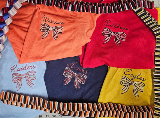 Bow with Mascot Words embroidery