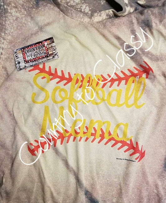 Softball Mama Bleached shirt, Softball Mama, Sublimation softball tee