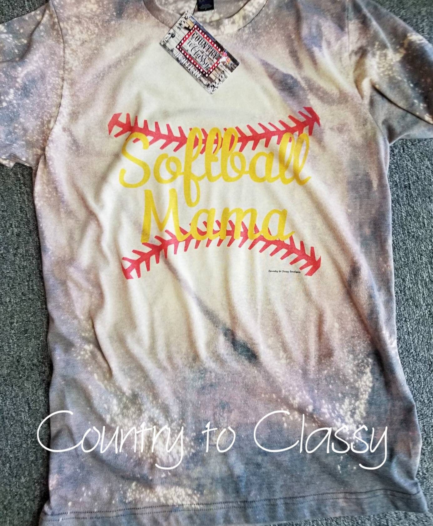 Softball Mama Bleached shirt, Softball Mama, Sublimation softball tee