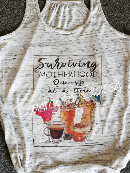 Surviving motherhood tank, Summer tank, Racer back tank