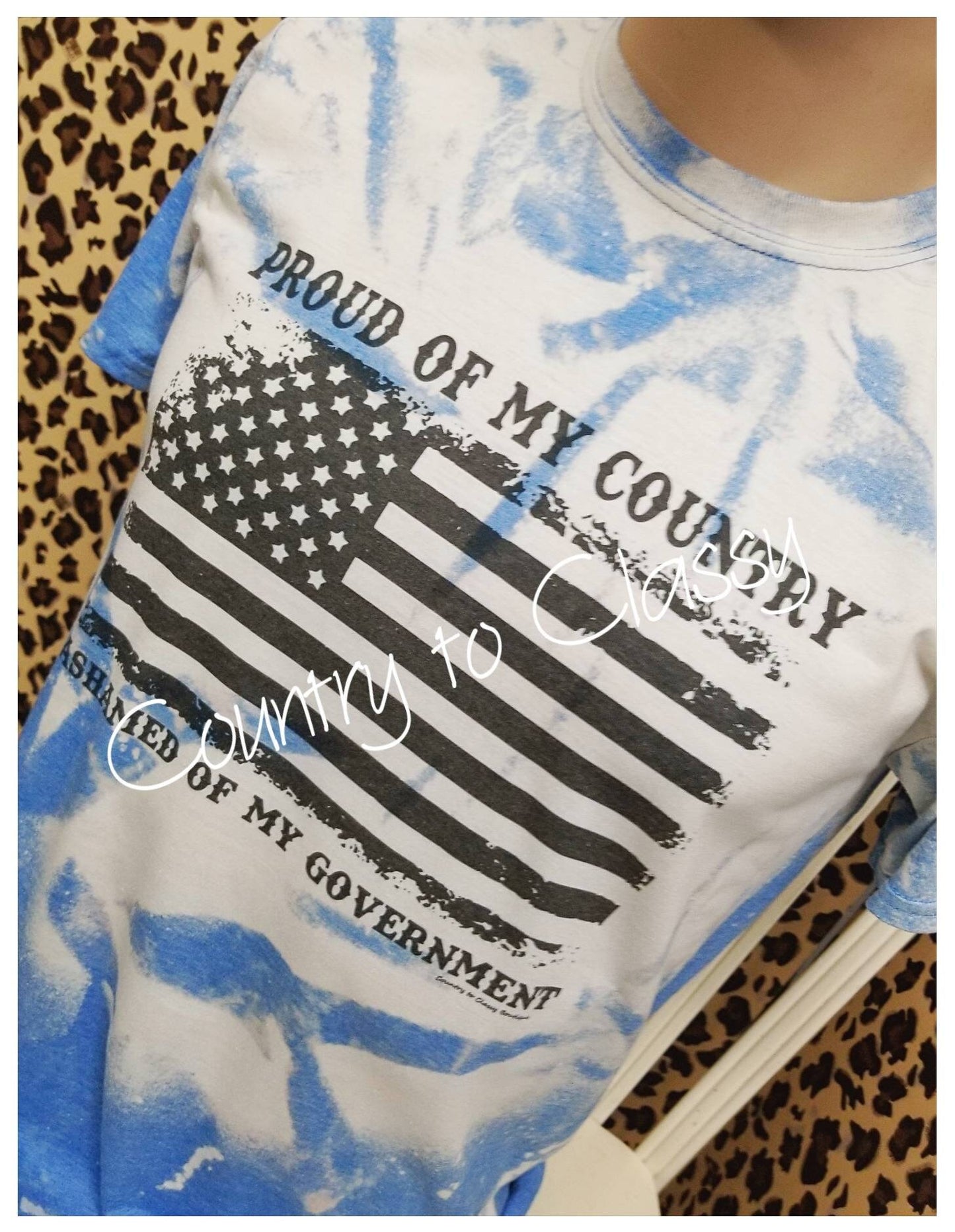 Proud of my country shirt, Mom shirt, Bleached Tshirt