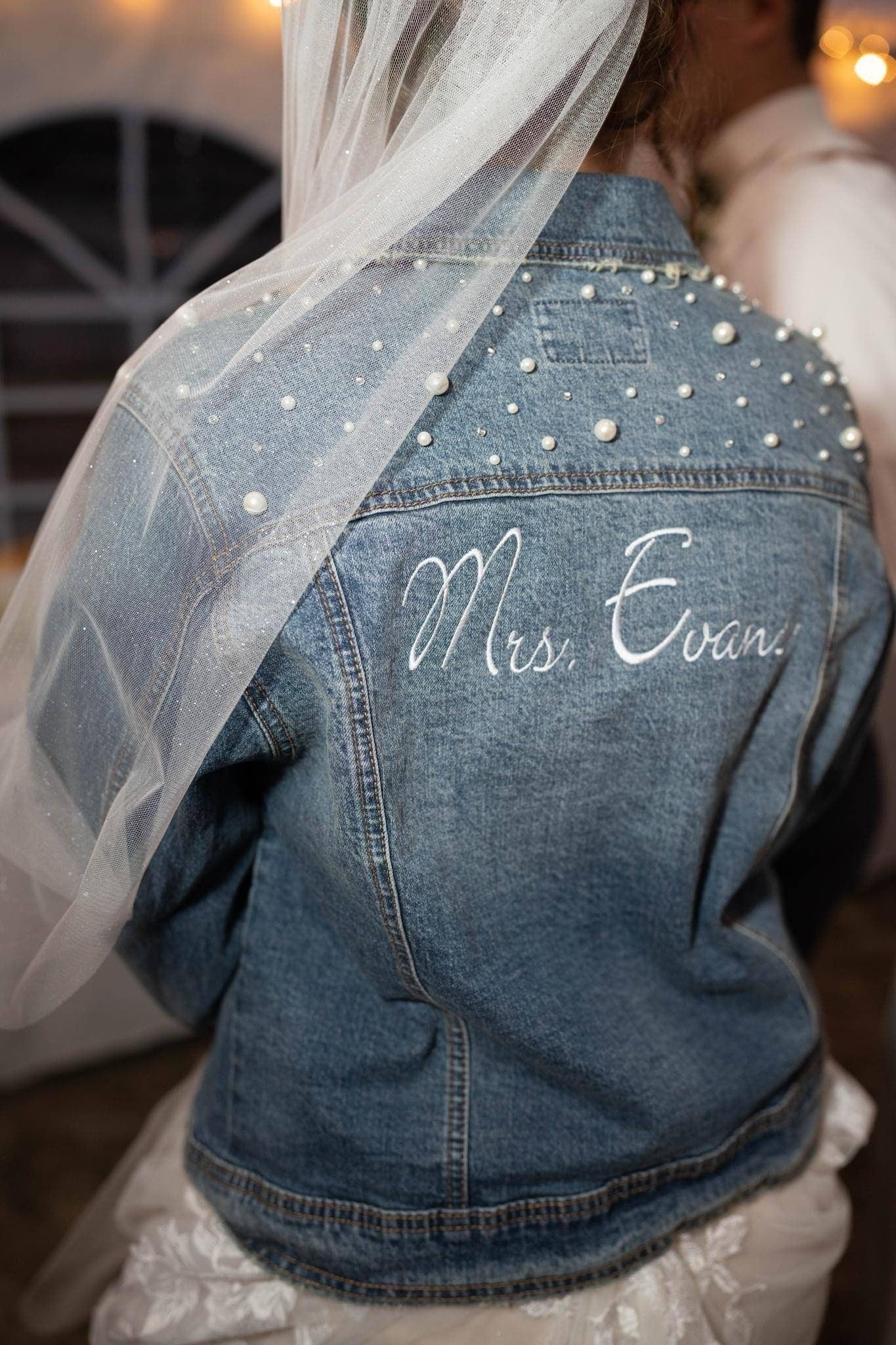 Bride denim jacket, embroidered jacket