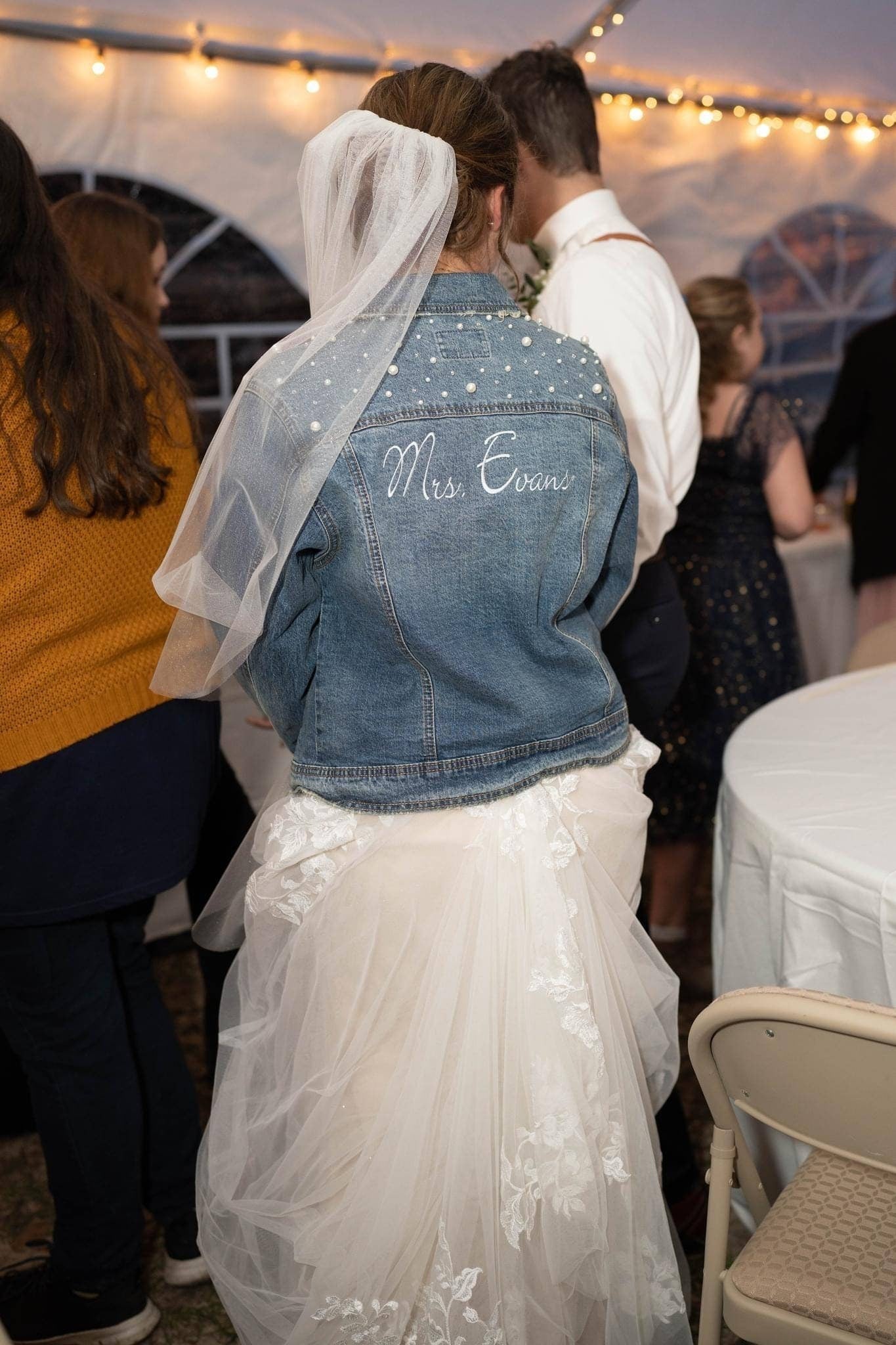 Bride denim jacket, embroidered jacket