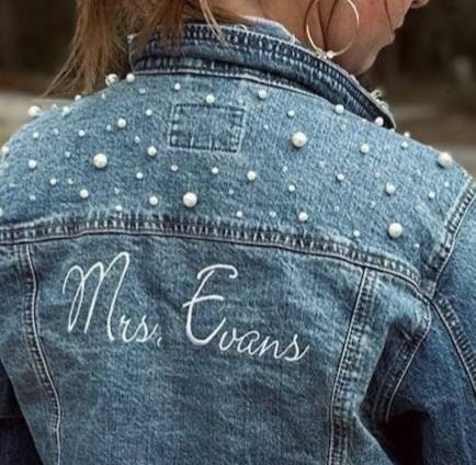 Bride denim jacket, embroidered jacket