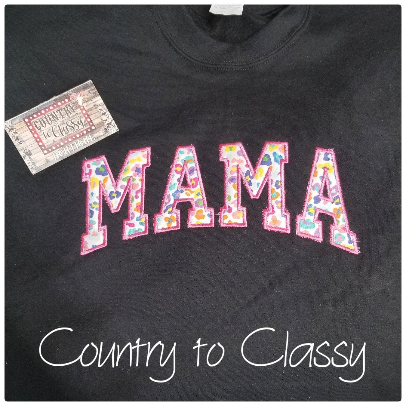 Mama curved applique, Mama sweatshirt