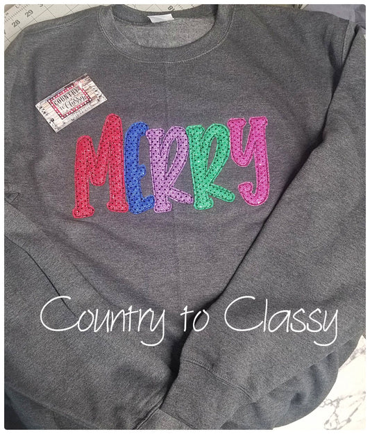 Christmas sweatshirt, Merry sweatshirt, Christmas embroidery